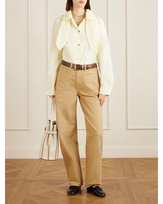 OSSOU Natural Cove Scarf-Detailed Cotton-Poplin Shirt