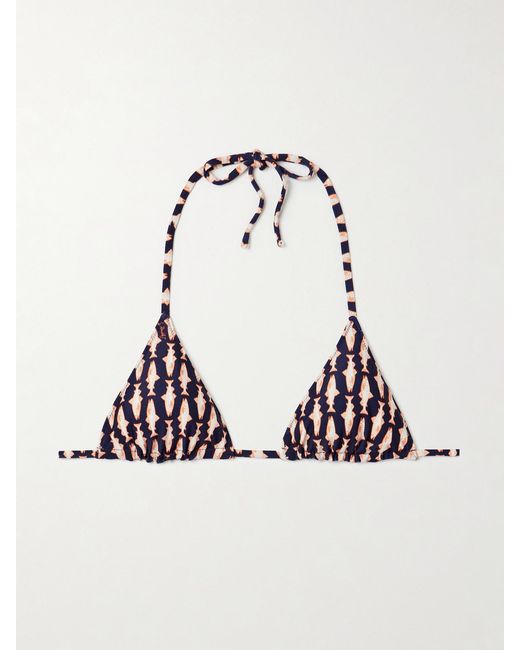 LaDoubleJ Blue Printed Triangle Bikini Top