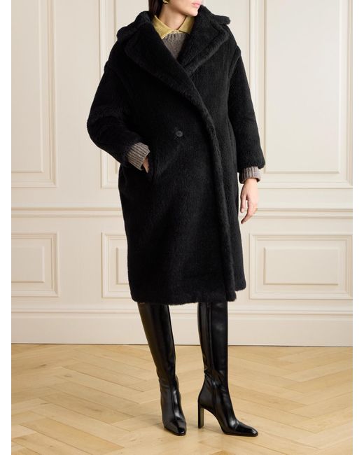 Max Mara Black Tedgirl Double-Breasted Alpaca, Wool And Silk-Blend Coat