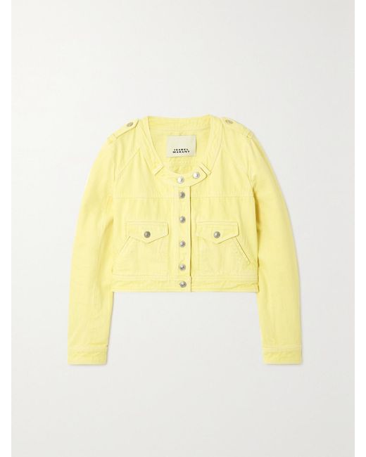 Isabel Marant Yellow Valene Cropped Denim Jacket