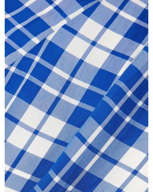 Proenza Schouler Blue Hallie Ruched Checked Twill Midi Dress