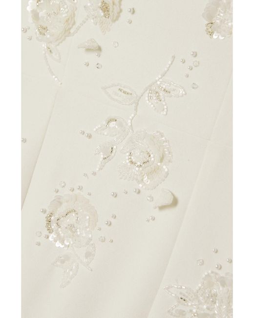 Clio Peppiatt White Strapless Embellished Stretch-Crepe Gown