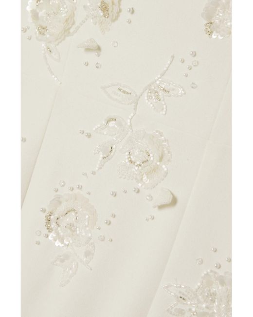 Clio Peppiatt White Strapless Embellished Stretch-Crepe Gown