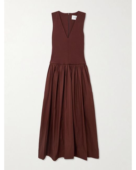 Robe Longue En Mailles Stretch Et En Popeline De Coton Biologique À Fronces Esse Studios en coloris Purple
