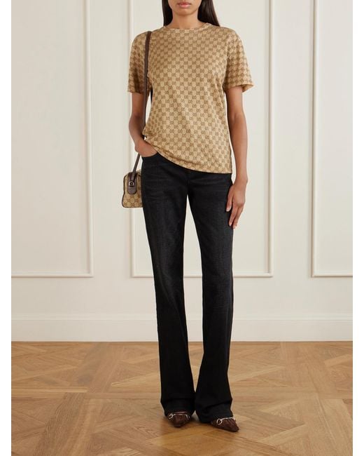 Gucci Natural Gg Supreme Jacquard Cotton-Jersey T-Shirt