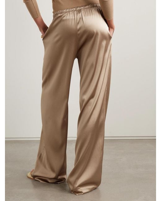 ÉTERNE Natural Brody Silk-Blend Satin Wide-Leg Pants
