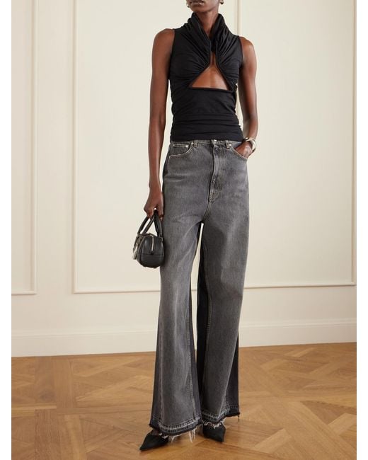 Rick Owens Black Oberteil Aus Jersey Mit Raffungen Und Cut-Out