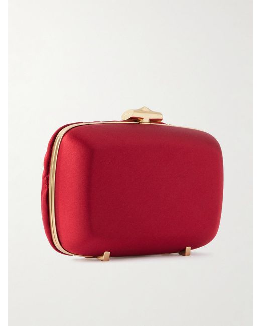 Roger Vivier Red Boite De Nuit Rose Embellished Satin Clutch