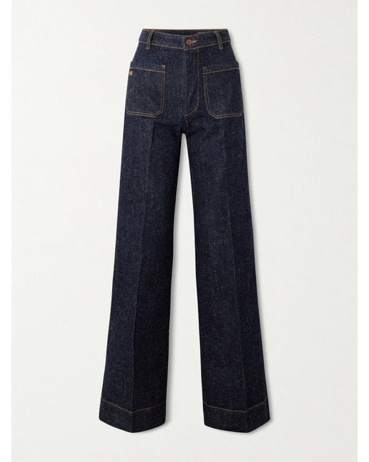 Victoria Beckham Blue Alina High-Rise Wide-Leg Jeans