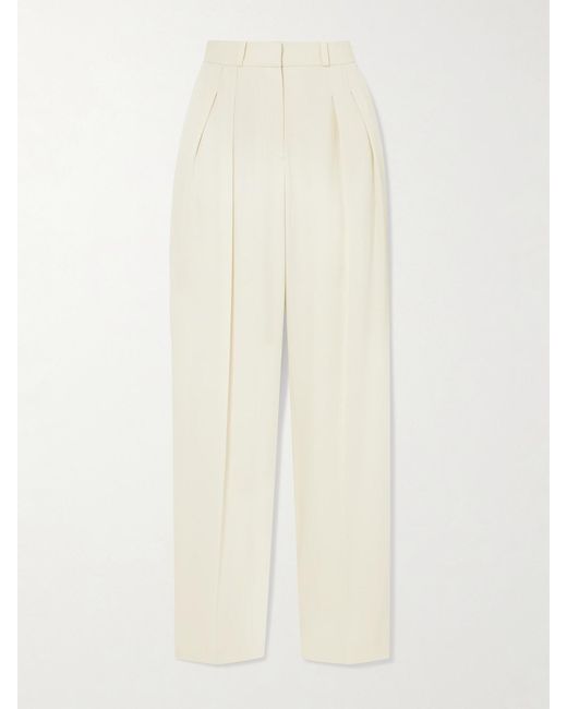 Loulou de Saison White Alio Pleated Twill Wide-Leg Pants