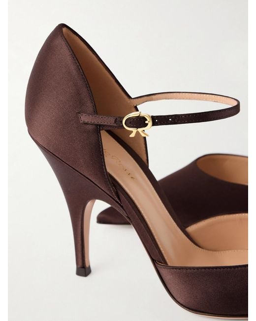 Gianvito Rossi Brown Sofia D'Orsay 95 Crepe-Satin Pumps