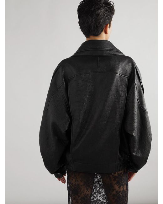 Saint Laurent Black Oversized-Jacke Aus Strukturiertem Leder