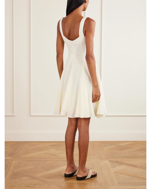 J.W. Anderson White Pleated Gathered Crepon Mini Dress