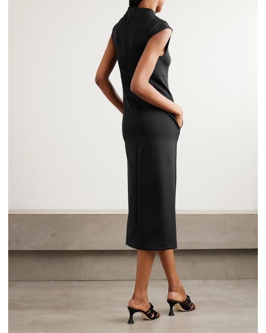 Max Mara Black Fatto Paneled Stretch-Jersey Midi Dress