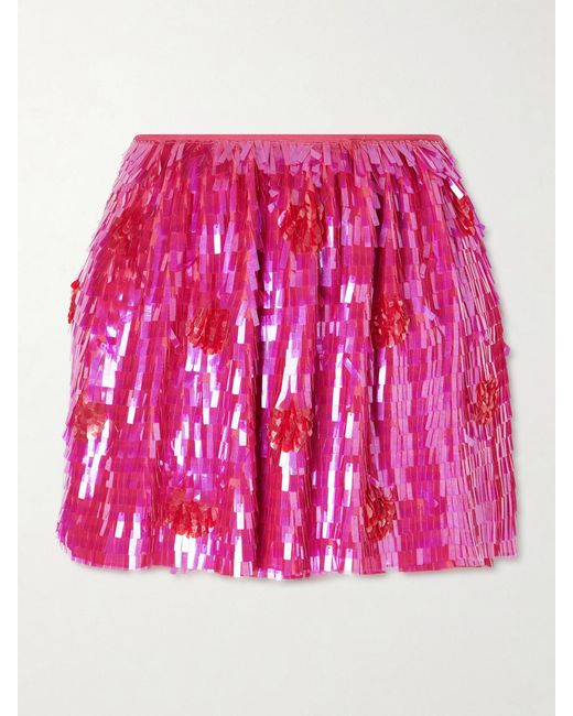 Dries Van Noten Pink Sequined Mini Skirt