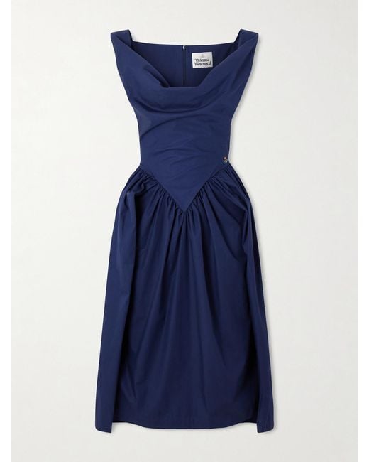 Vivienne Westwood Blue Sunday Gathered Cotton-Poplin Midi Dress