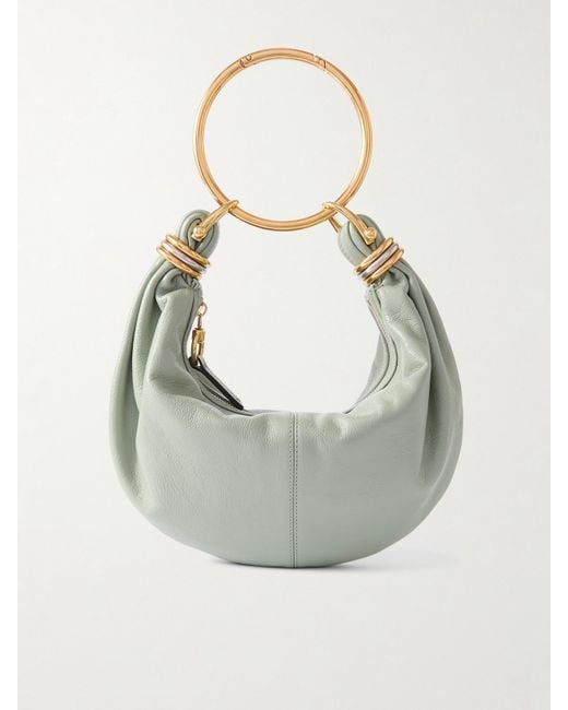 Chloé Gray Bracelet Tasche Aus Strukturiertem Leder Mit Verzierungen