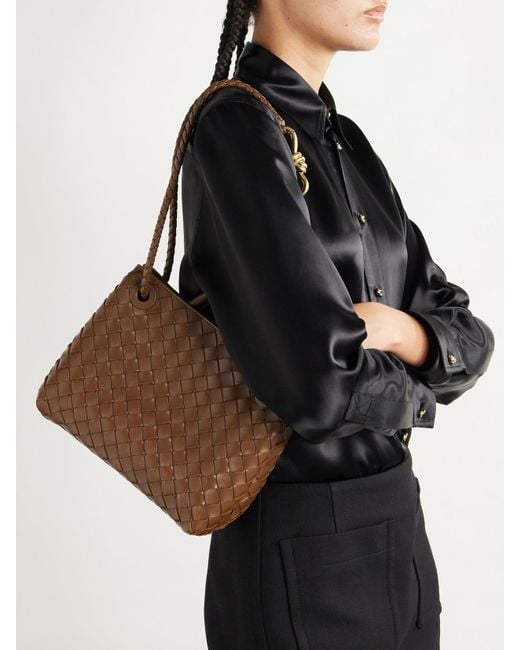 Bottega Veneta Brown Andiamo Small Intrecciato Leather Tote