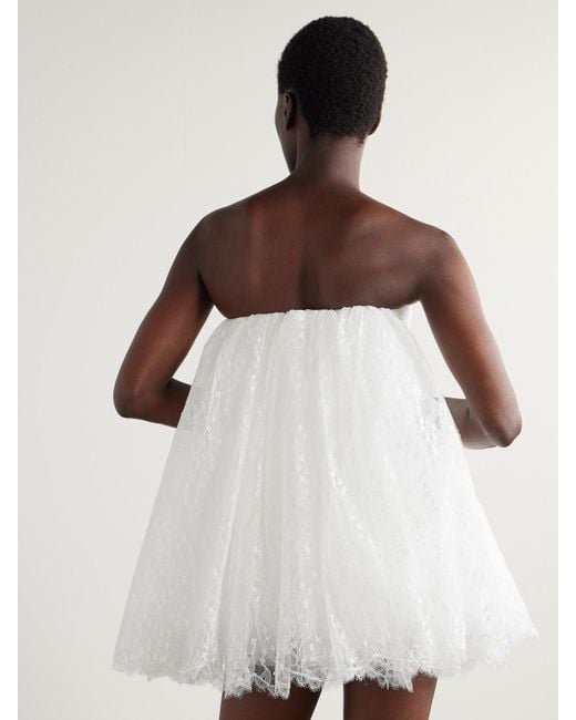 Givenchy White Cape-Effect Strapless Lace Mini Dress
