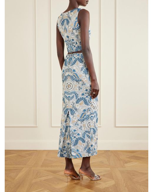 Marta Ferri Blue Embroidered Woven Blouse