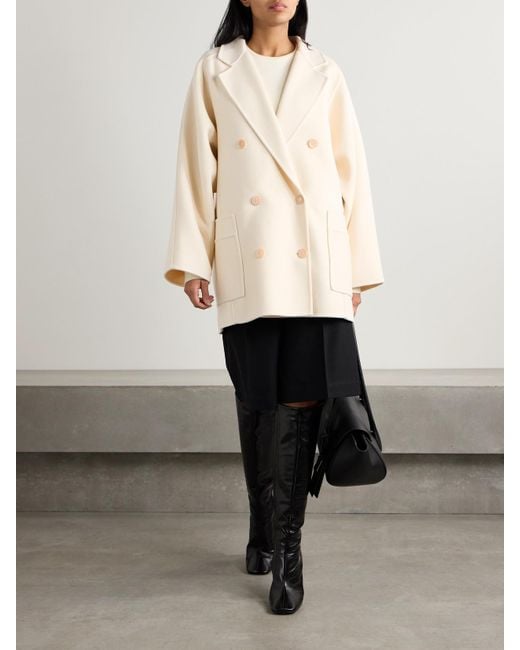 Max Mara Natural Orma Double-Breasted Wool And Cashmere-Blend Felt Coat