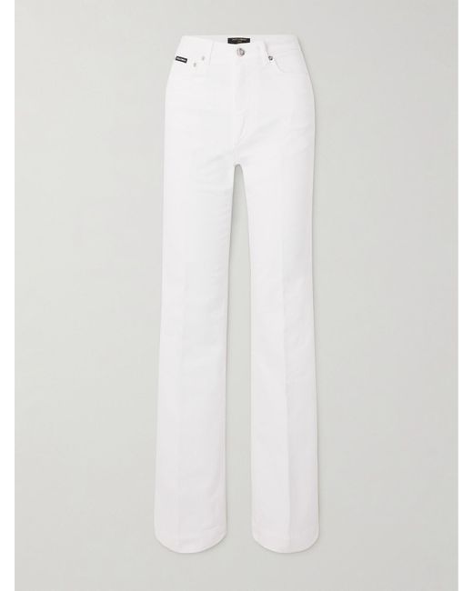 Dolce & Gabbana White Cotton-Twill Flared Pants