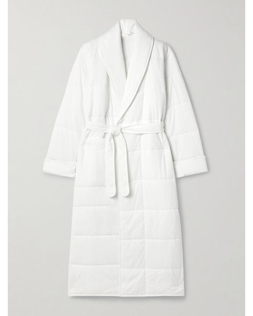 Skin White Sierra Quilted Padded Cotton Robe