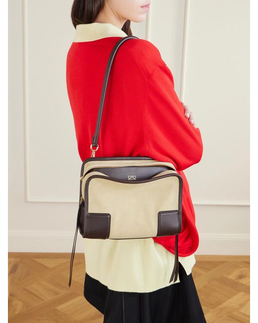 Loewe Metallic Amazona 180 Small Leather-Trimmed Suede Shoulder Bag