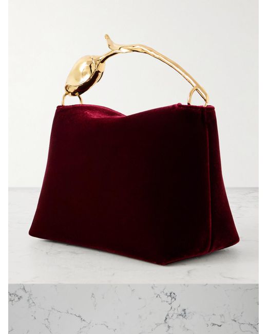 Erdem Red Bloom Mini Clutch Aus Samt