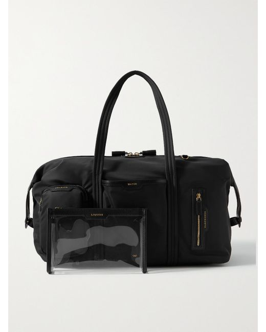 Anya Hindmarch Black Inflight Leather-Trimmed Econyl Weekend Bag