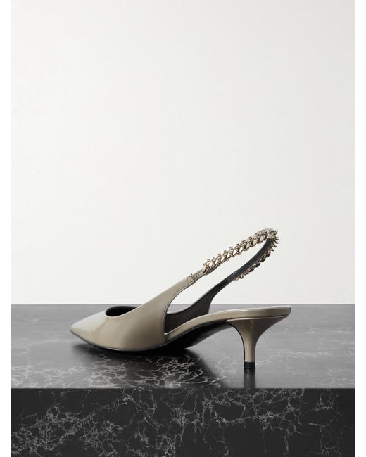 Gucci Brown Signoria Slingback-Pumps Aus Lackleder Mit Verzierung