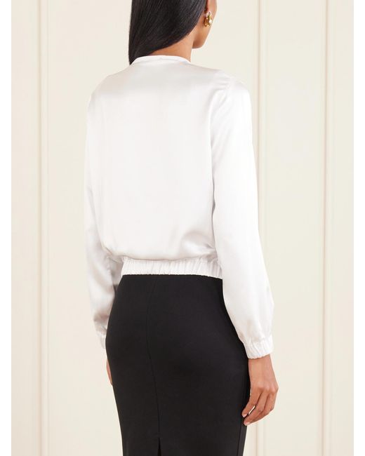 The Park White Kelly Cropped Silk Jacket
