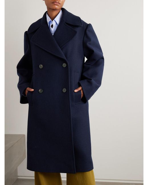 Manteau Oversize À Double Boutonnage En Laine Mélangée Dries Van Noten en coloris Blue
