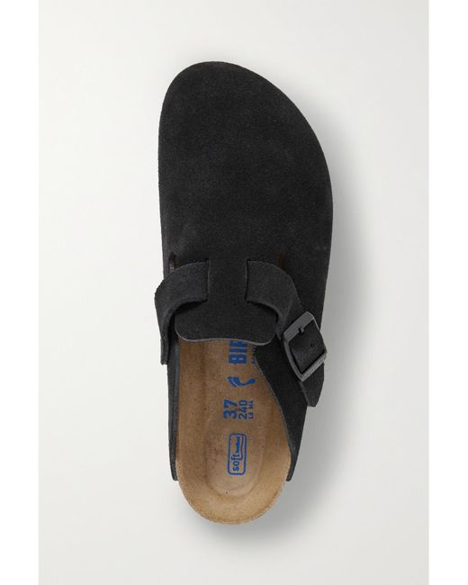 Birkenstock Black Boston Suede Clogs