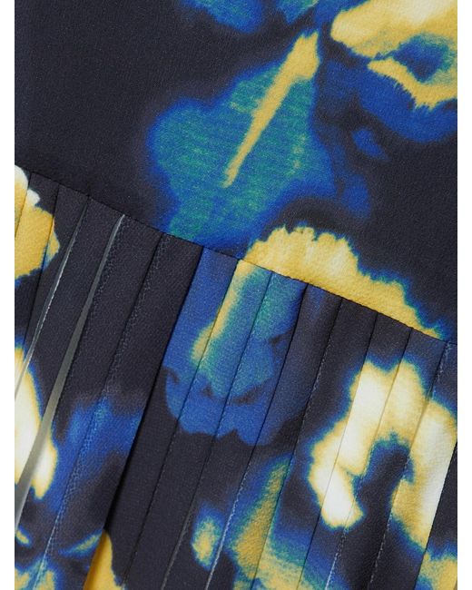 Jason Wu Blue Pleated Printed Crepe Midi Dress