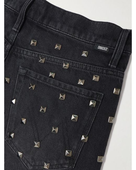 Mother Black The Smoothie Sneak Studded High-Rise Wide-Leg Recycled Jeans