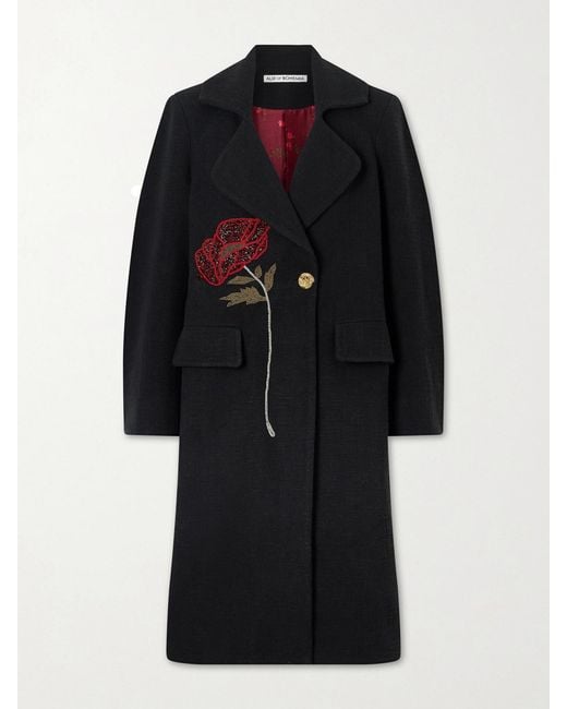 Alix Of Bohemia Black Petunia Bead-Embellished Cotton-Tweed Coat