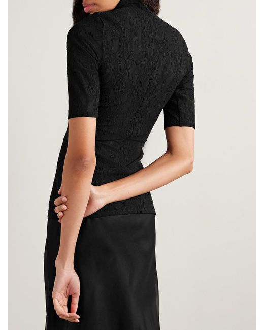 Stella McCartney Black Oberteil Aus Recycelter, Schnurgebundener Stretch-Spitze