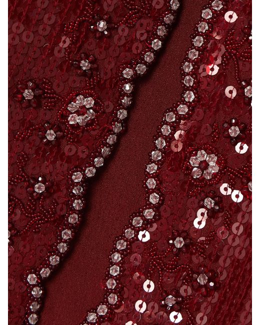 Clio Peppiatt Red Syrah Scalloped Sequined Tulle Skirt