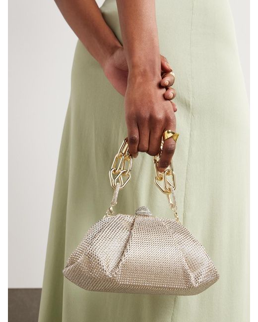 Judith Leiber Natural Gemma Crystal-Embellished Satin Clutch