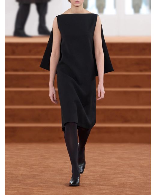 Jil Sander Black Open-Back Silk And Wool-Blend Midi Dress