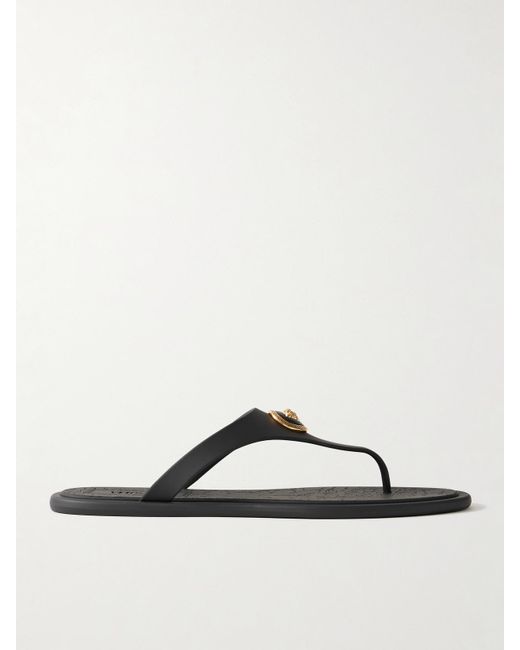 Versace Black Alia Embellished Rubber Flip Flops