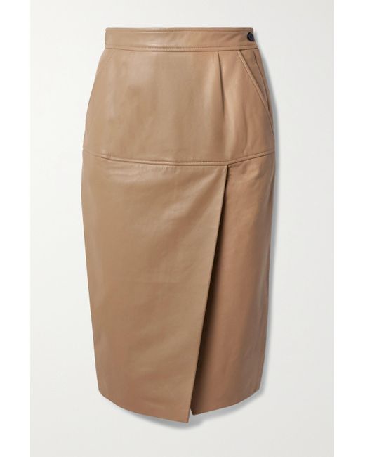 Equipment Khloelle Leather Skirt in Beige (Natural) | Lyst