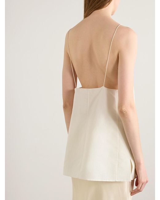 Khaite Natural Talsie Silk And Cotton-Blend Organza Tank