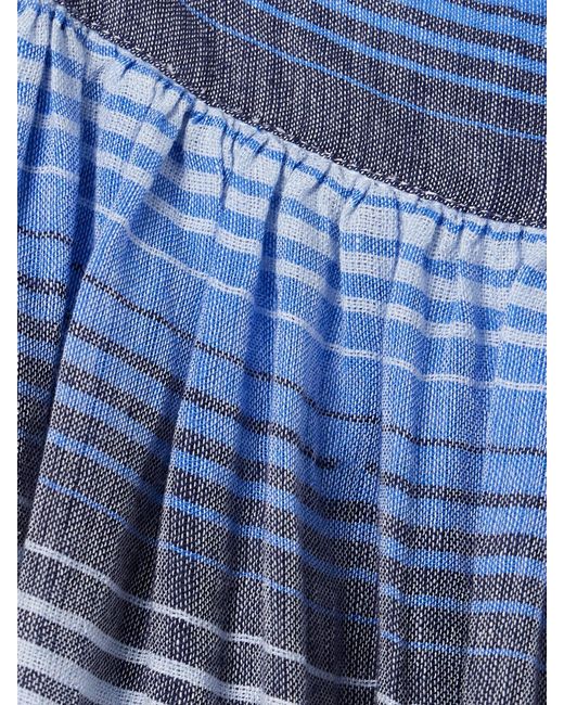 Lemlem Blue Eda Striped Cotton-Gauze Midi Dress