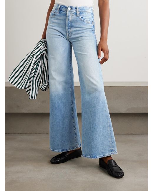 Mother Blue The Tomcat Roller Sneak High-Rise Wide-Leg Jeans