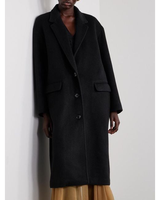 Isabel Marant Black Efezia Brushed Wool-Blend Coat