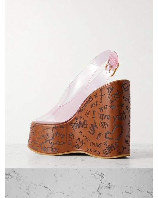 Chloé Brown Maxime Slingback-Sandalen Aus Leder Und Tpu Mit Plateau