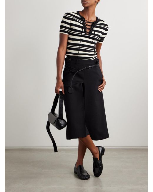 Nili Lotan Black Oaklynn Striped Silk-Jersey Top