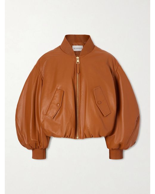 Givenchy Brown Padded Leather Bomber Jacket